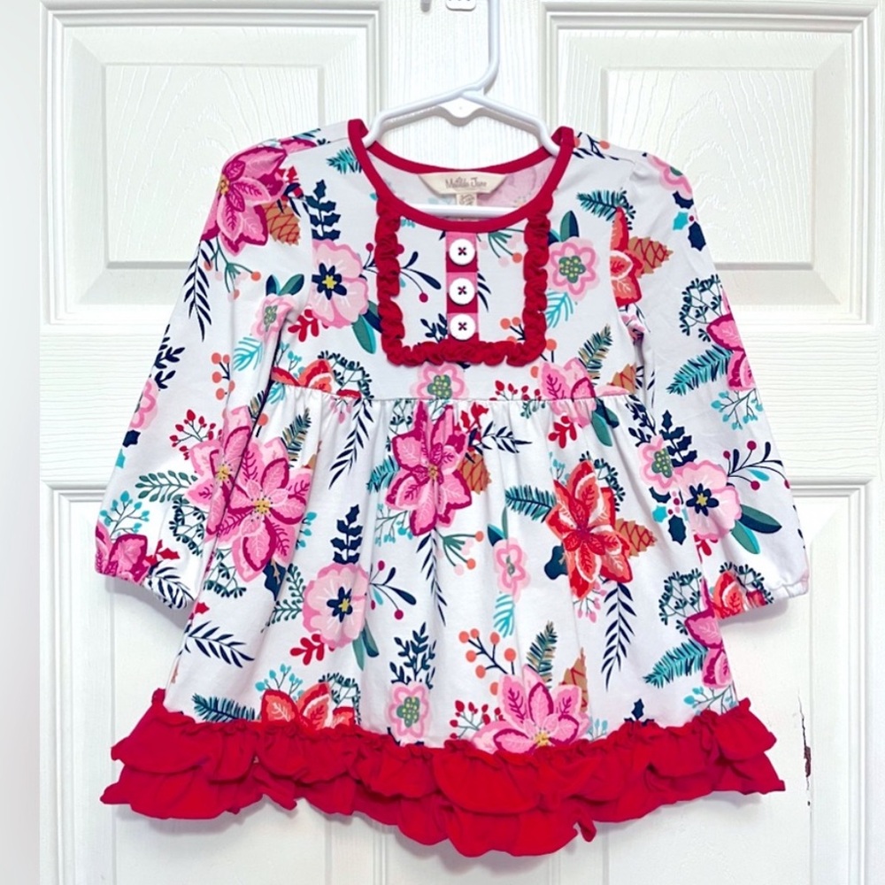 Matilda Jane Size 12/18m Talk About Floral Dress Wonderment Red Floral